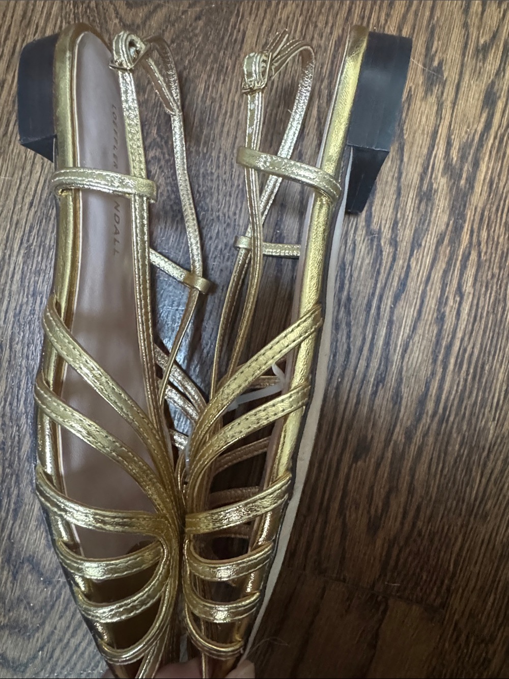 Loeffler Randall Devon Lattice Metallic Gold Slingback Sandals 8.5 Flats - Picture 7 of 7